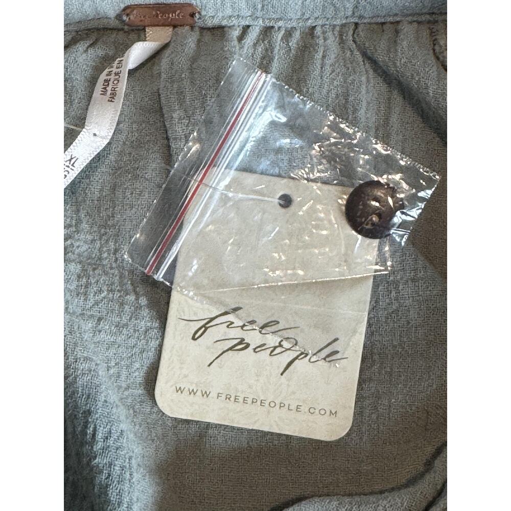 Free People Dress Womens Size Gray Ruched Mini Blouson Long Sleeve Boho sz XL - Picture 7 of 9